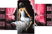 60 90CM OBRAZ 3 ELEM PIĘKNA DZIEWCZYNA CZERWIENI ŚCIENNY DRUK PŁÓTNO