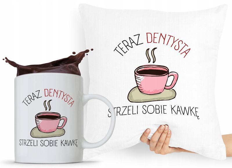 Zestaw Poduszka + Kubek Dla Dentysty Stomatologa Z Nadrukiem Ze Zdjęciem zdjęcie 1