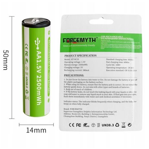 AKUMULATOR BATERIA LITOWO-JONOWA 1,5V AA Z KABLEM USB BATERIE PALUSZKI na Arena.pl