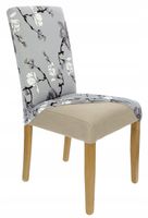 Pokrowiec Na Krzesło Szary Kwiaty Wzory Elastyczny