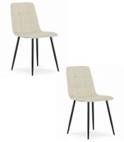 Krzesło KARA - jasny beż aksamit / nogi czarne x 2