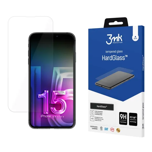 Szkło 9H 3mk HardGlass™ na iPhone 15 Plus zdjęcie 1