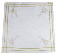 Obrus biały ze złotymi choinkami 85x85 cm