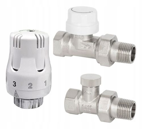 ZESTAW TERMOSTATYCZNY PROSTY ZAWÓR ZASILAJĄCY POWROTNY GŁOWICA DO na Arena.pl