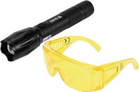ZESTAW LATARKA UV AKUMULATOROWA 1W + OKULARY - YT-08587
