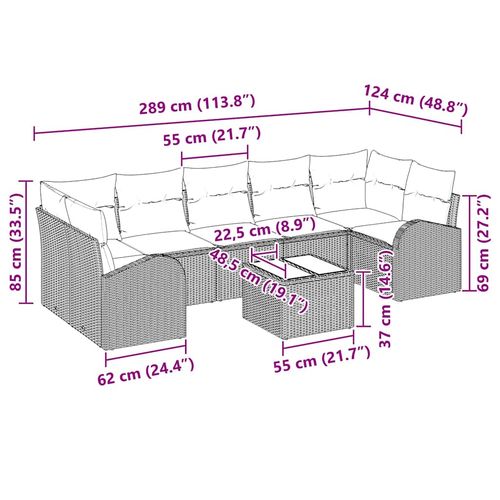 Zestaw Sof na Ogród 8 pcs Jasnoszary 55 x 55 x 37 cm polirattan na Arena.pl