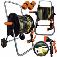 WĄŻ OGRODOWY NA WÓZKU BĘBEN ZWIJACZ ZESTAW Podlewanie Zraszacz 1/2-50m
