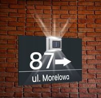 antracyt TABLICZKA ADRESOWA aluminiowa z lampką numer domu dibond 40x30