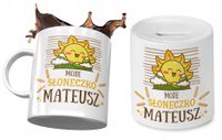 Dla Mateusza Zestaw Kubek + Skarbonka Dla Dziecka Z Nadrukiem Ze Zdjęciem