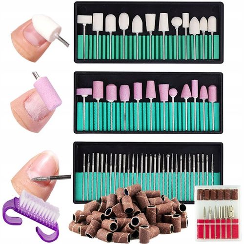 Frezy do Skórek Paznokci Zestaw Manicure Diamentowe Kamienne Filcowe 117szt na Arena.pl