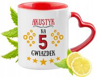 Kubek Czerwony Z Uszkiem W Kształcie Serca Dla Akustyka Na Prezent