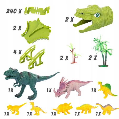 TOR SAMOCHODOWY WYŚCIGOWY PARK DINOZAURÓW MAGIC TRACK 240 elementów / 360cm na Arena.pl
