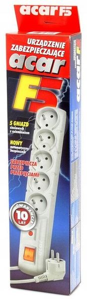 ACAR F5 listwa przeciwprzepięciowa 5 gniazd 1,5m zdjęcie 8