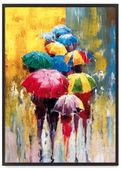 Plakat abstrakcja kolorowe parasole 21x30 cm w czarnej ramie