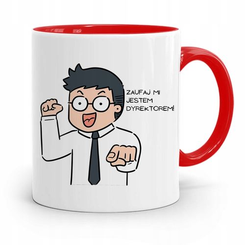 Dla Dyrektora Kubek Czerwony Zaufaj Mi! Prezent Z Nadrukiem Ze Zdjęciem na Arena.pl