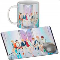 ZESTAW KUBEK + PODKŁADKA - BTS KPOP BOYS BAND - PREZENT WIELE WZORÓW + IMIĘ