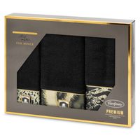 Zestaw 3 ręczników Venus Eva Minge czarny 500 GSM bawełna