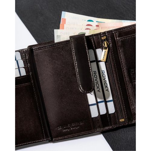 stylowy portfel męski skórzany z rfid na zatrzask - rovicky na Arena.pl