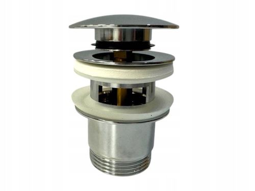 KOREK KLIK KLAK DO UMYWALKI CHROM AUTOMAT MOSIĘŻNY Z PRZELEWEM SREBRNY na Arena.pl