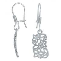 SREBRNE WISZĄCE KOLCZYKI W AŻUROWY WZÓR KWIATKÓW NA BIGLU SREBRO PRÓBY 925