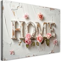 Obraz do salonu sypialni biura, Napis Home róże Typografia 60x40