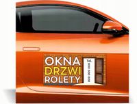 Magnes na samochód reklama magnetyczna 60x30 OKNA DRZWI ROLETY dużo wzorów