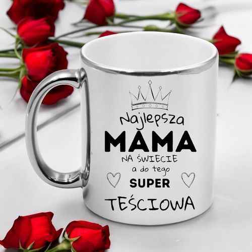 KUBEK SREBRNY PREMIUM Z NADRUKIEM DLA MAMY TEŚCIOWEJ PREZENT DZIEŃ MATKI na Arena.pl