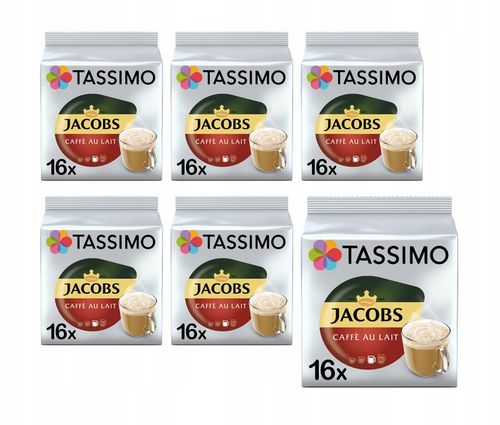 Kapsułki do Tassimo Jacobs Cafe au Lait 6x 16 szt. 5+1 GRATIS! na Arena.pl