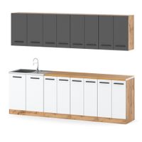 Kuchnia Nowoczesna Z Blatem Duża Vero 2.6m Modułowa Wotan Biała Szara Mat