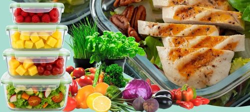 4x POJEMNIK NA ŻYWNOŚĆ SZKLANY ZESTAW POJEMNIKI SZKLANE Z POKRYWĄ na Arena.pl