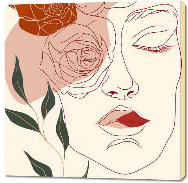 Obraz 100x100cm Beż i Twarz zdjęcie 1