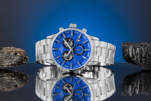 zegarek męski giewont chronograph sapphire srebrno niebieski gw4580-b3 na Arena.pl
