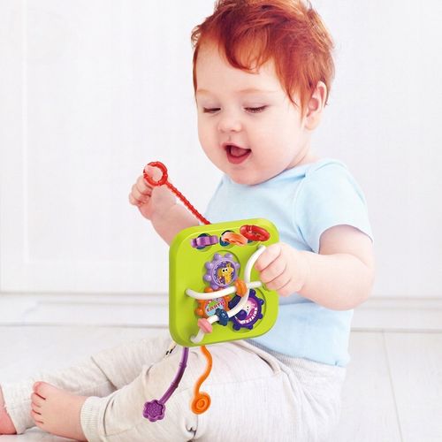 SORTER KLOCKÓW GUMKI ELASTYCZNA MULTI KOSTKA MONTESSORI SENSORYCZNA 7w1 na Arena.pl