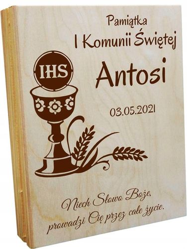 BIBLIA NA KOMUNIĘ PAMIĄTKA PIERWSZEKJ KOMUNII Z GRAWEREM PIĘKNY PREZENT na Arena.pl
