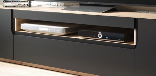 Szafka RTV czarna mat+dąb Artisan Wisząca i stojąca Odyn na Arena.pl