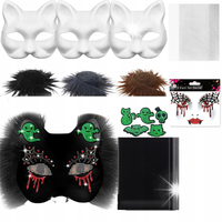 3× Maska na twarz dla kota Therian Halloween Maska Kota do malowania DIY