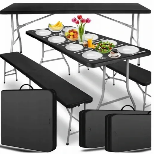 STÓŁ ROZKŁADANY OGRODOWY CATERINGOWY SKŁADANY WALIZKA GRATIS + 2 ŁAWKI zdjęcie 1