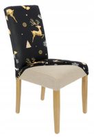 Pokrowiec Na Krzesło Czarny Świąteczne Wzory Elastyczny