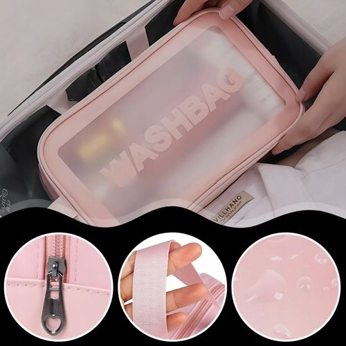 3x KOSMETYCZKA ZESTAW PODRÓŻNA TURYSTYCZNA PZEZROCZYSTA NA ZAMEK na Arena.pl