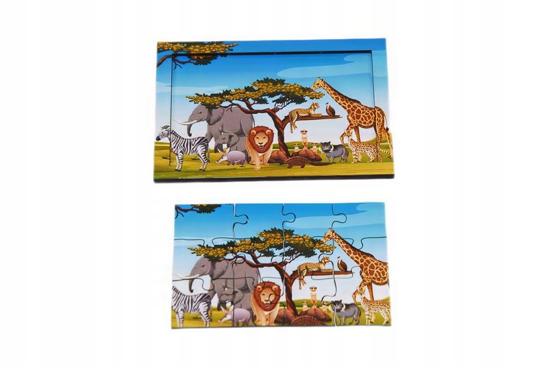 Drewniana kolorowa układanka dla dzieci Zabawka PUZZLE ZWIERZĘTA 12 el zdjęcie 2