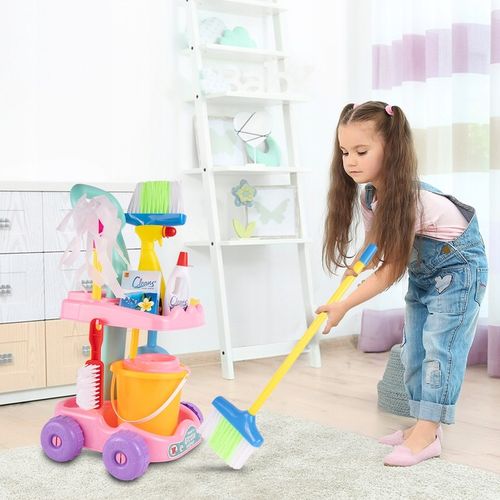 ZESTAW SPRZĄTAJĄCY DO SPRZĄTANIA NA WÓZKU DLA DZIECI WIADERKO MOP ZMIOTKA na Arena.pl