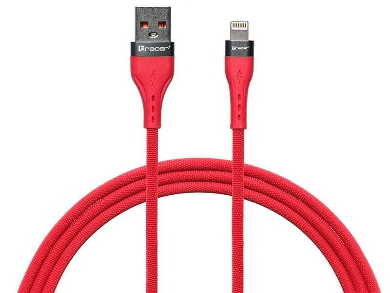 Kabel USB A - Lightning 1m Tracer, 48W, czerwony zdjęcie 1