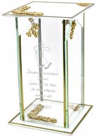 Ekskluzywny znicz szklany złoto biały PERSONALIZOWANY GRAWER dla PRADZIADKA