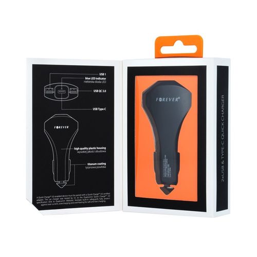 Ładowarka samochodowa Forever 2xUSB + Qualcomm 3.0 + USB Typ-C PCC-02 na Arena.pl
