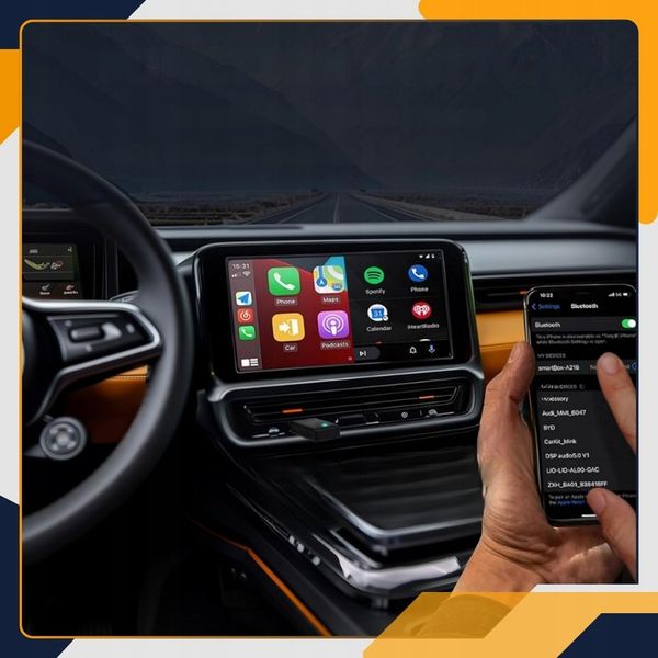 MINI ADAPTER ANDROID AUTO BEZPRZEWODOWY CARPLAY WIFI BLUETOOTH + USB C zdjęcie 2