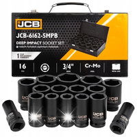 ZESTAW NASADKI UDAROWE GŁĘBOKIE DO KLUCZ PNEUMATYCZNY 3/4 17-50MM 16el JCB