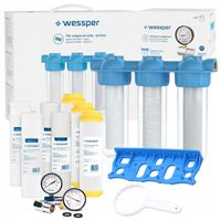 Wessper filtr wody 3/4" 3 stopniowy na cały dom + wkłady + ciśnieniomierz