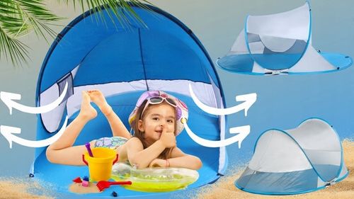 NAMIOT PLAŻOWY SAMOROZKŁADAJĄCY FILTR UV PARAWAN pop up ochrona na słońce na Arena.pl