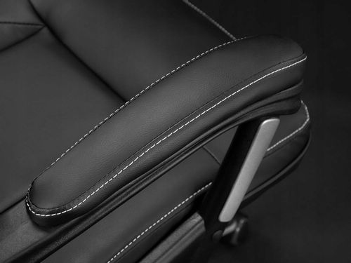 FOTEL BIUROWY STYLOWY SKÓRZANY CZARNY OBROTOWY REGULOWANY na Arena.pl