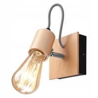 KINKIET LAMPA ŚCIENNA LAMKUR GUSTAVO 39794 CZARNY / DREWNO